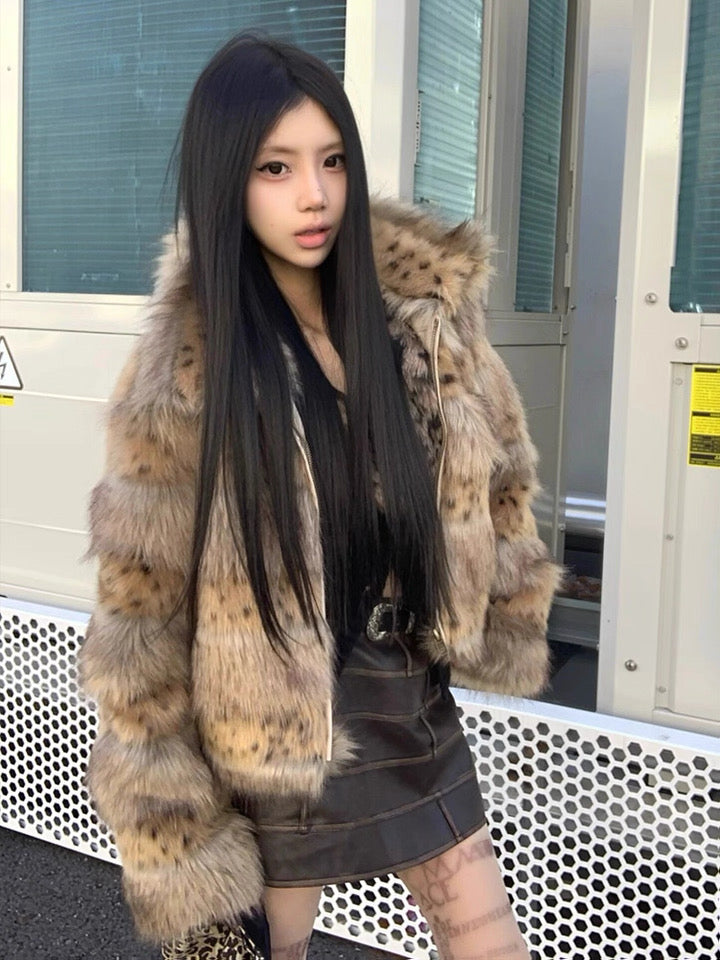 ヒョウ柄エコファーコート