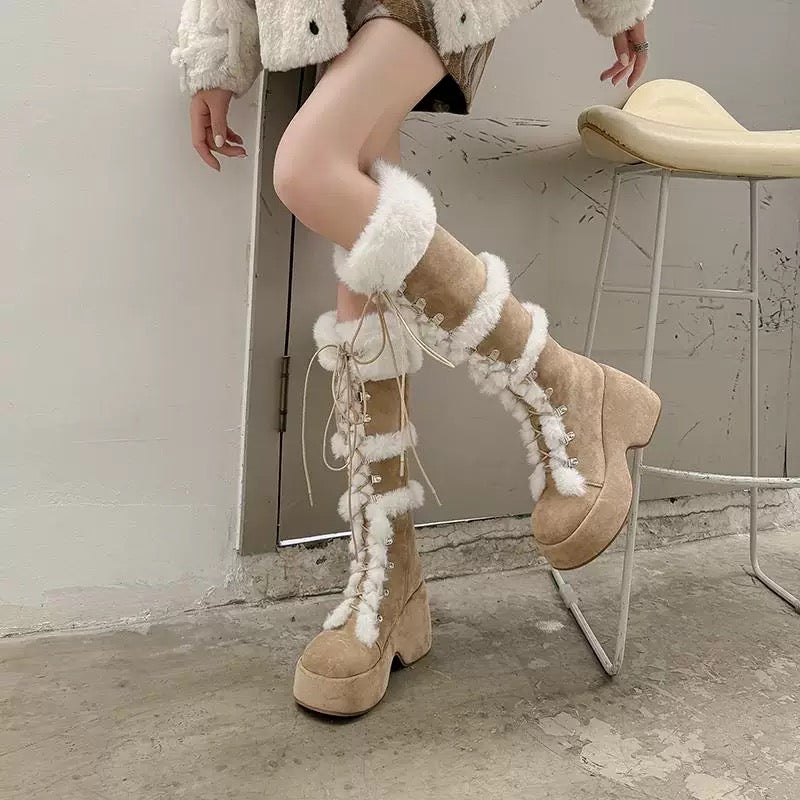 10CM 高さアップウェッジヒール スノーブーツ