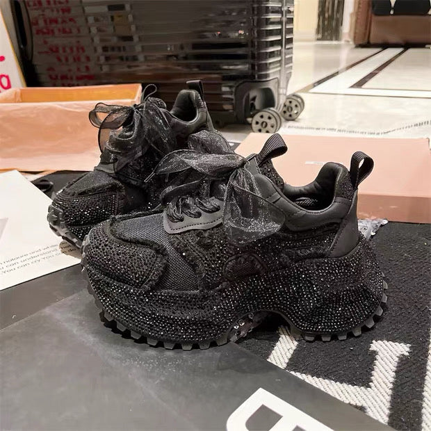 ストーンデザイン高さアップスニーカー
