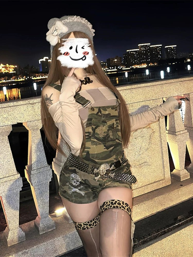 迷彩柄Y2Kオールイン
