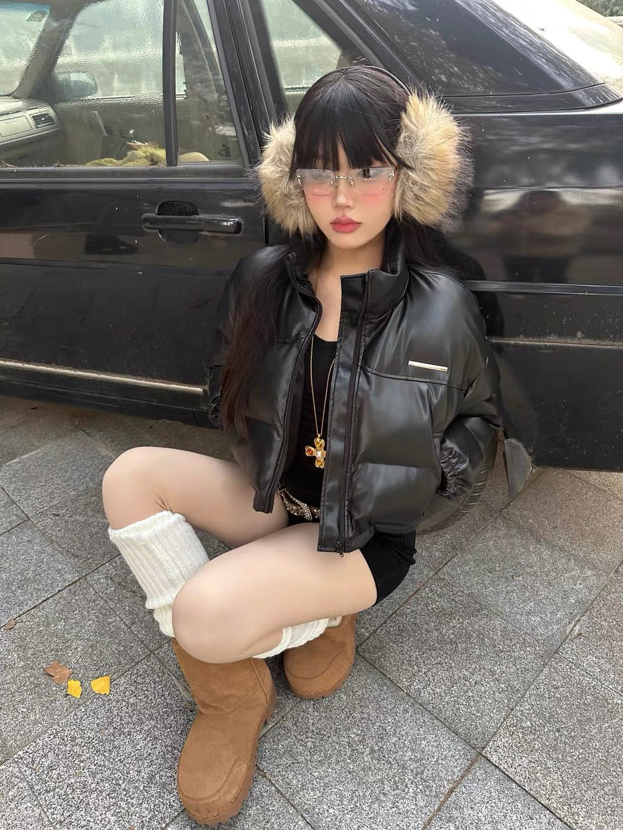 BLACKBB PUレザーコットンジャケット