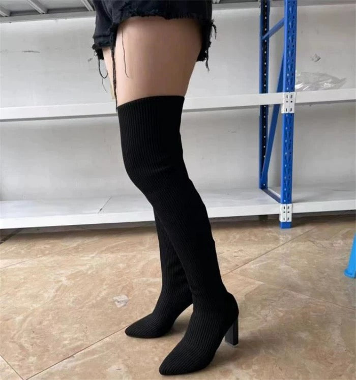 ニットロングハイヒールブーツ