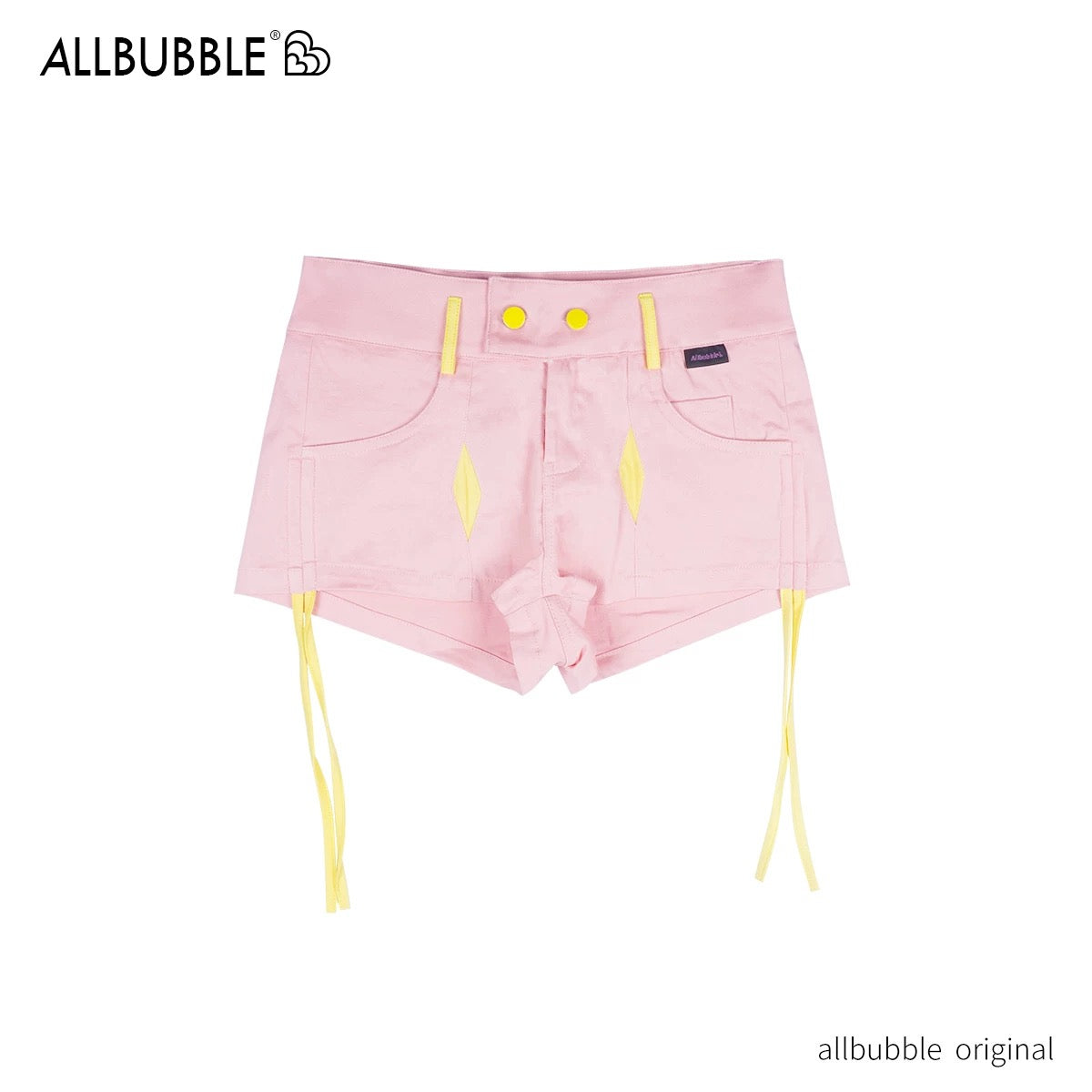 Allbubble黄色ストリングデザインショートパンツ