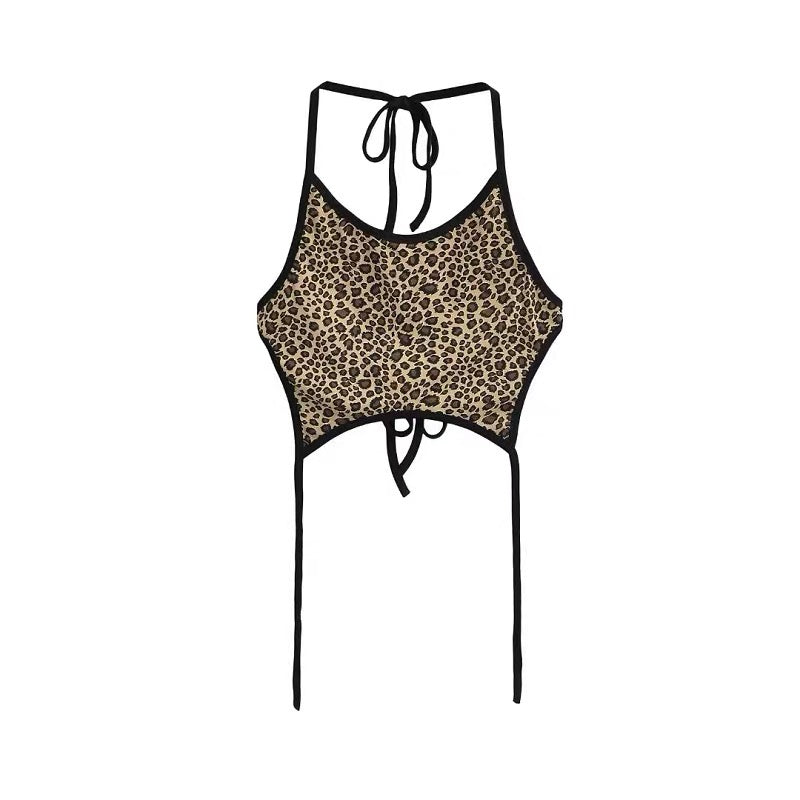 バックレスヒョウ柄キャミソール
