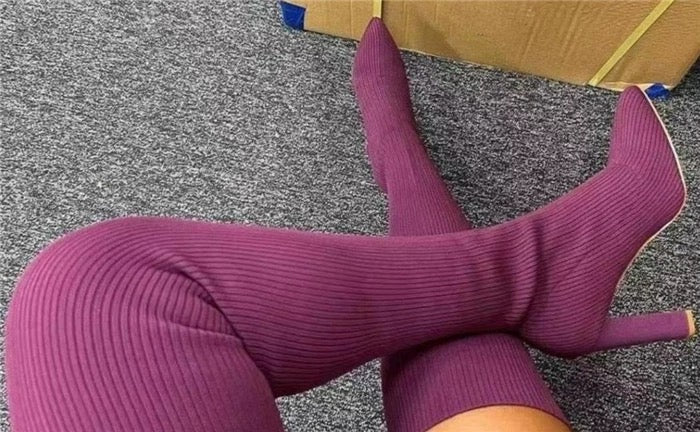 ニットロングハイヒールブーツ