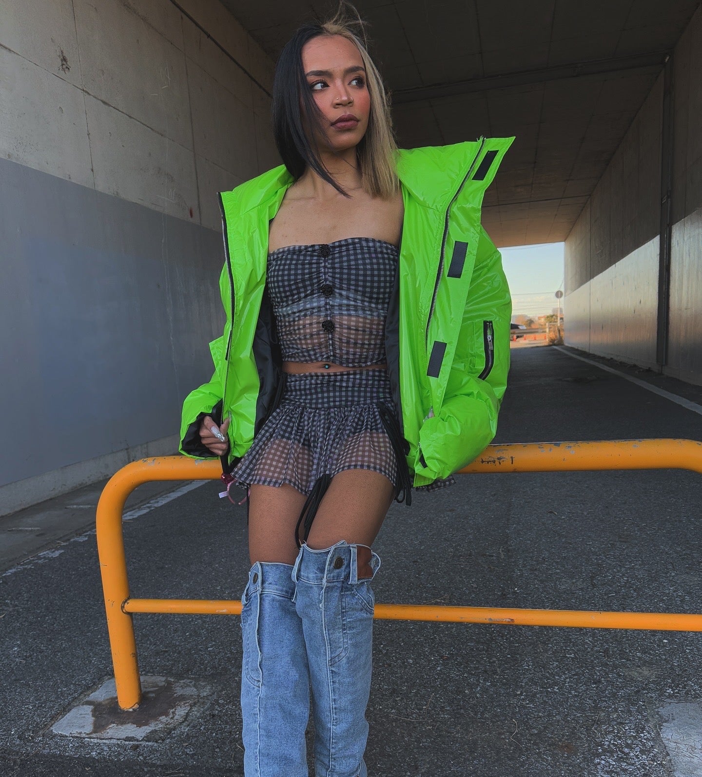 メッシュ2ピースドレス