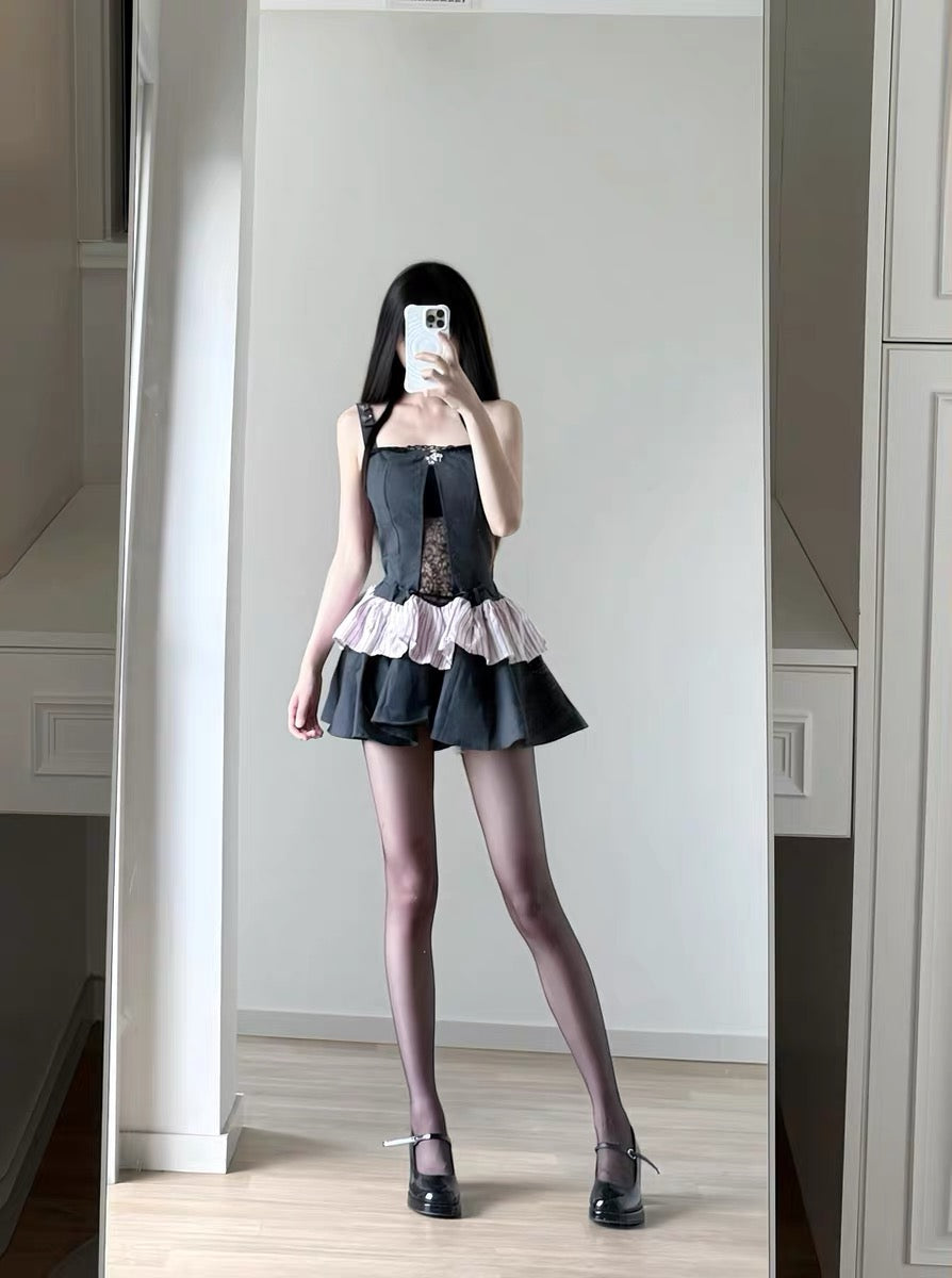 NICOMOLLY レースデザインワンショルダードレス