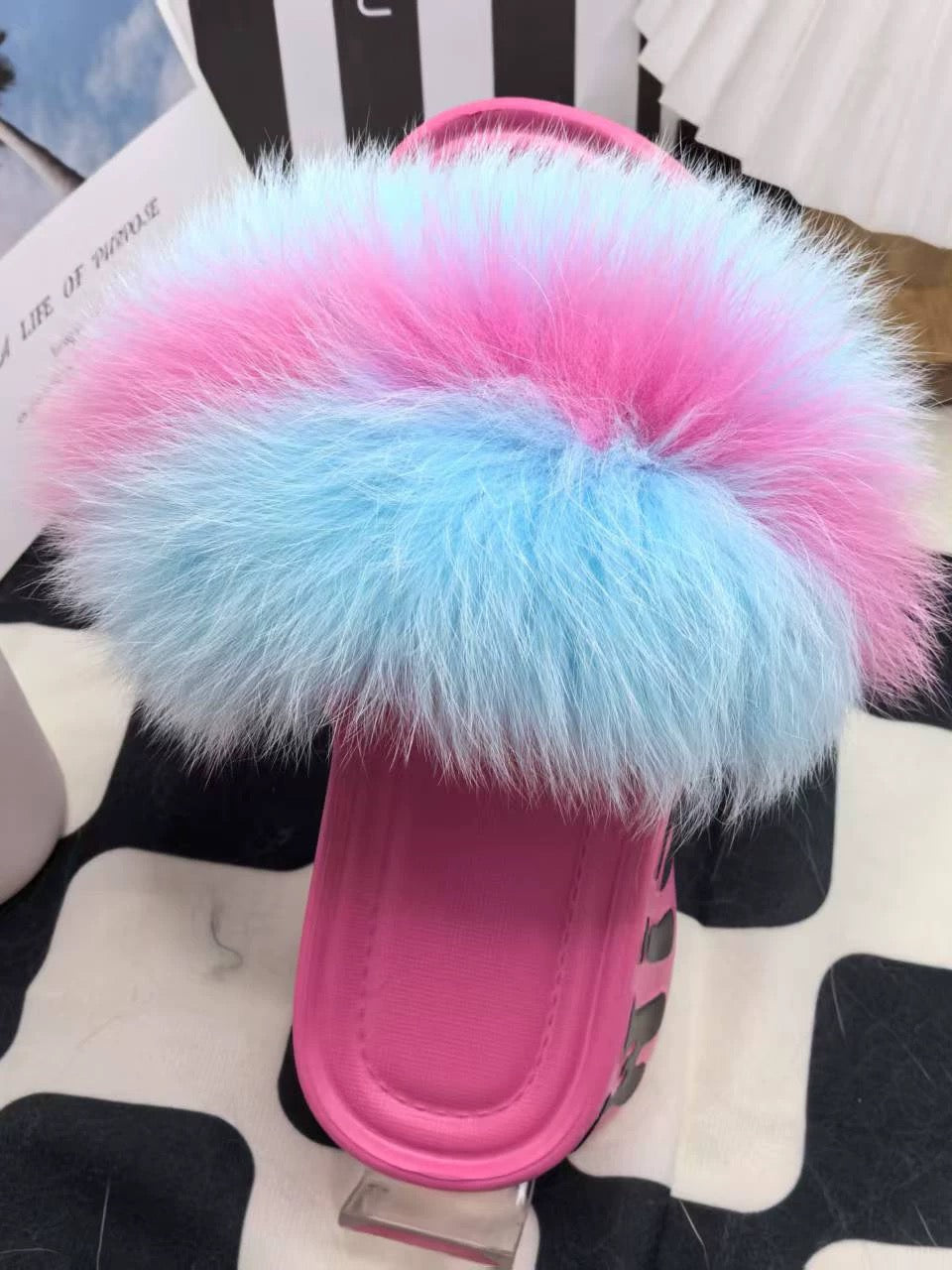FOX ファーデザインカラフルサンダル