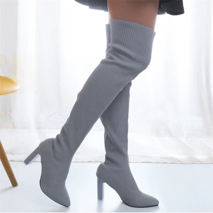 ニットロングハイヒールブーツ