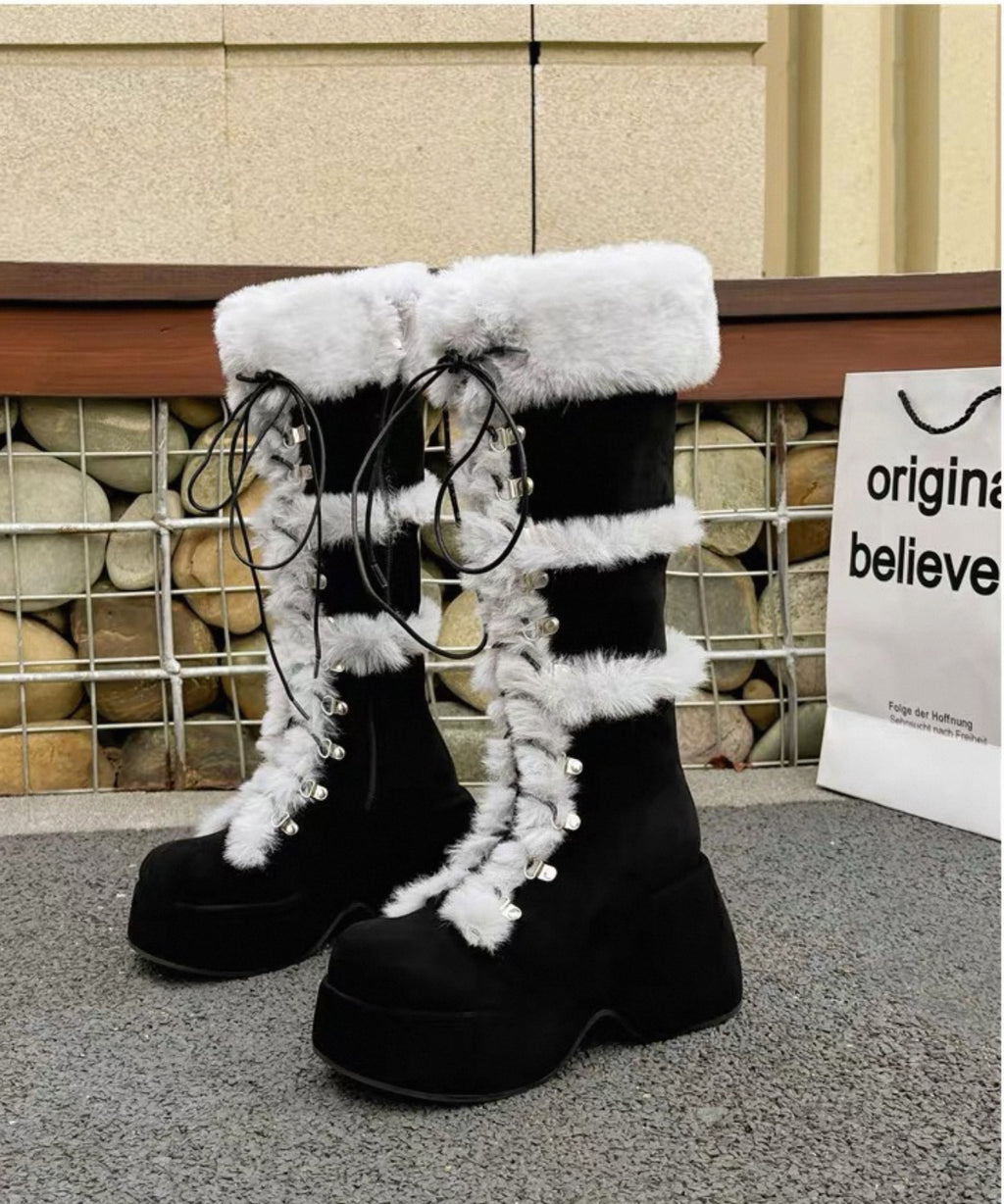 10CM 高さアップウェッジヒール スノーブーツ
