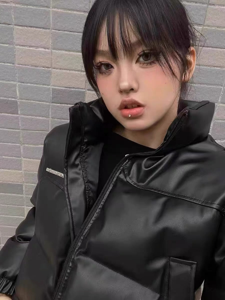 BLACKBB PUレザーコットンジャケット