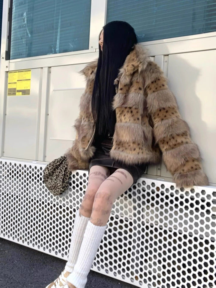 ヒョウ柄エコファーコート