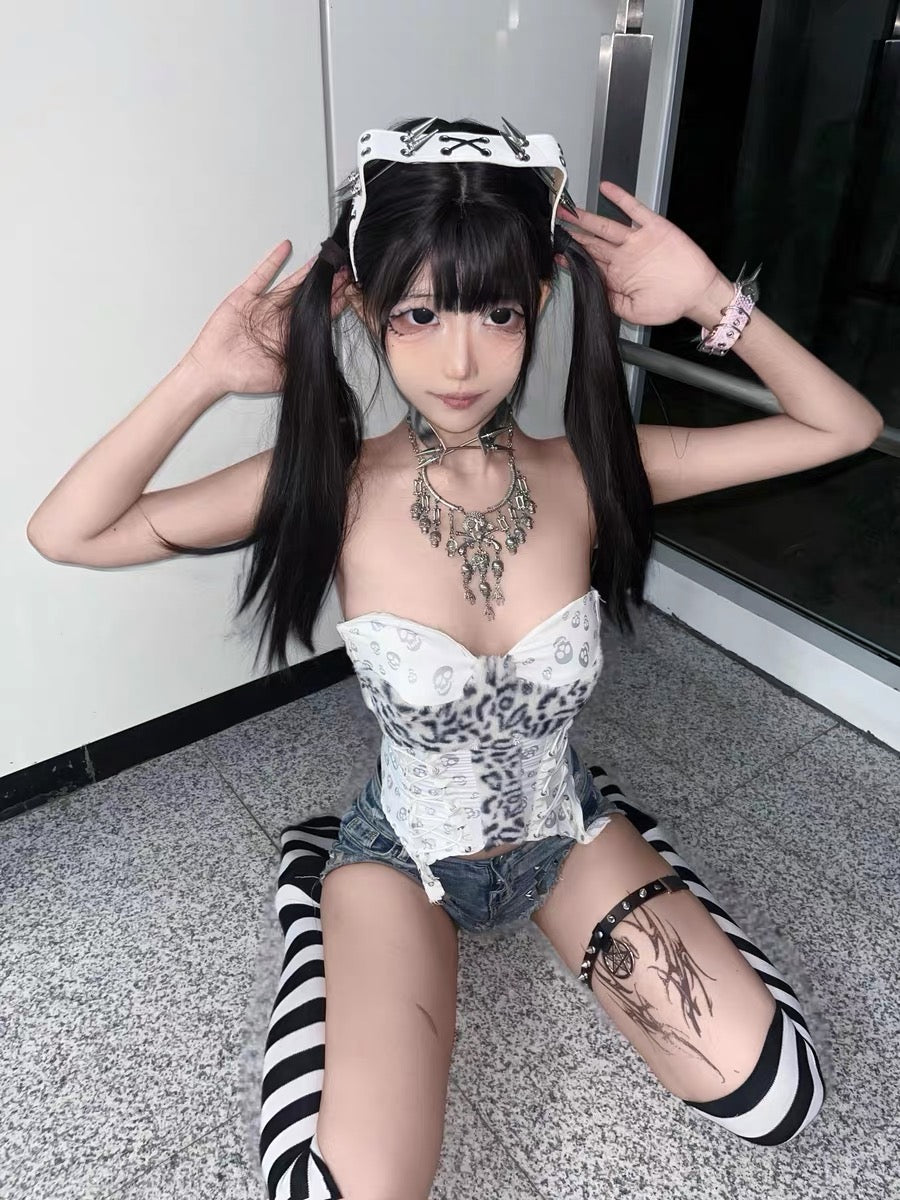 NICOMOLLY ヒョウ柄クロスチューブトップ