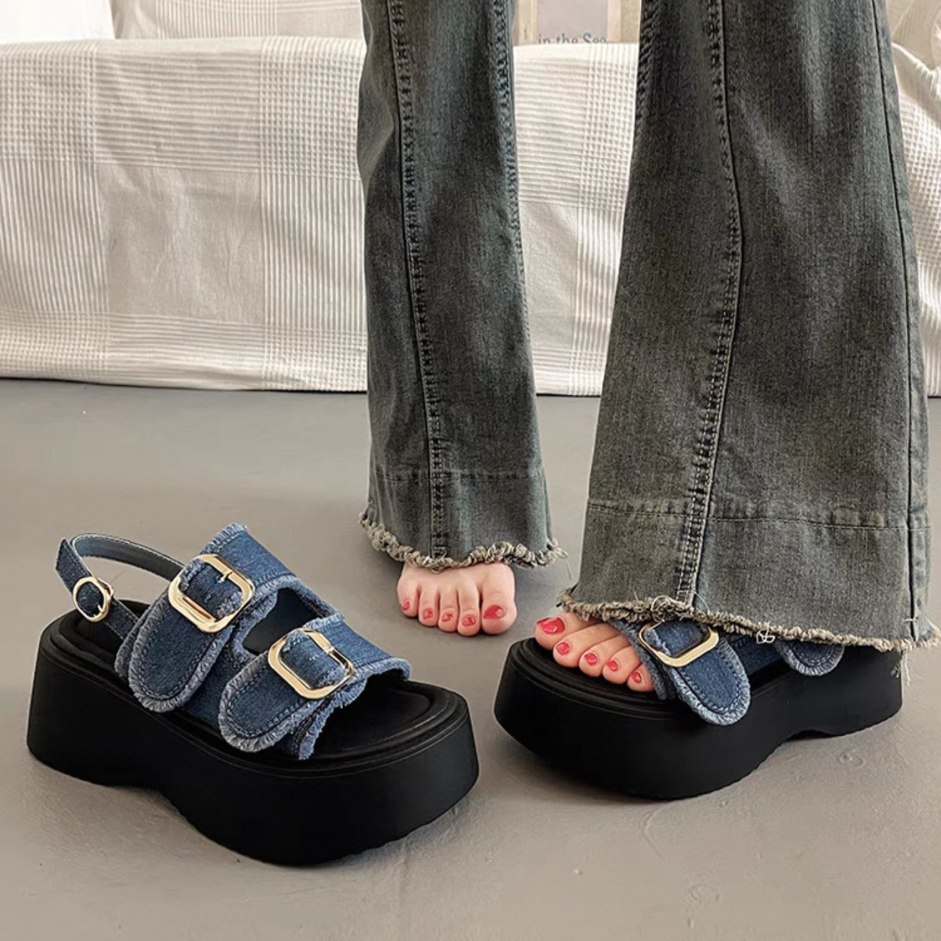 デニムベルトサンダル