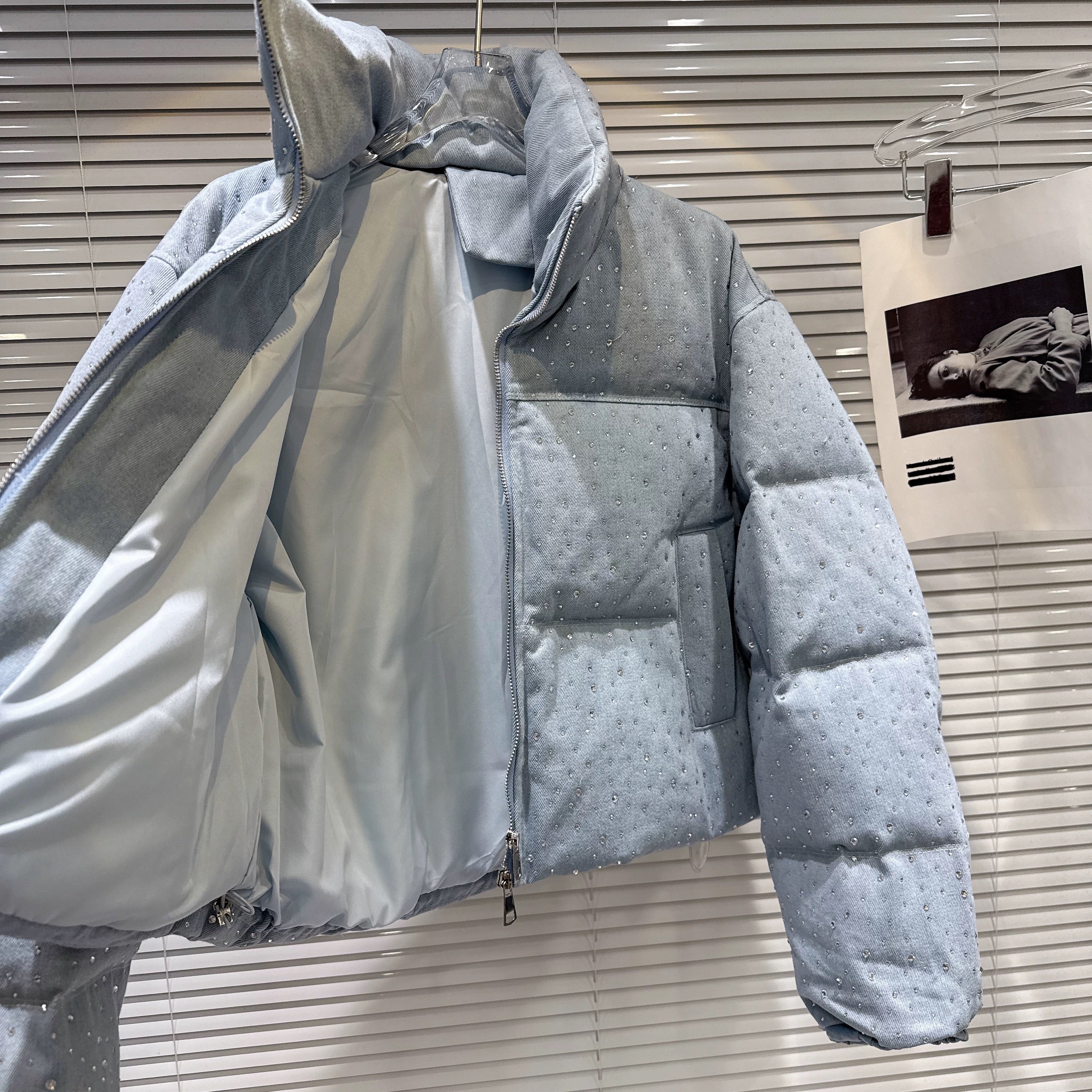 ストーンデザインショートコットンジャケット