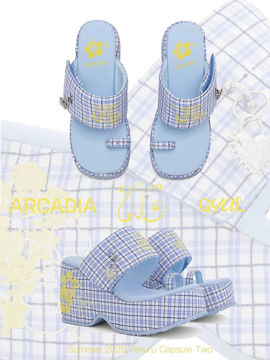 ARCADIAGYAL ハイビスカス チェック柄 プラットフォーム