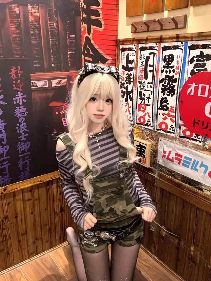 迷彩柄Y2Kオールイン