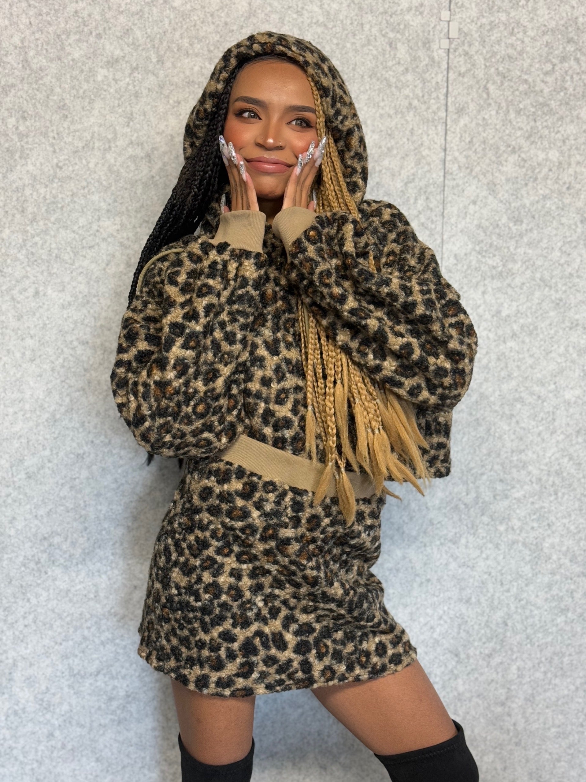 ヒョウ柄もこもこセットアップ(Mサイズ)